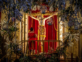 Woman praying in Mexican church