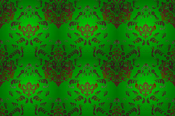 Seamless pattern with interesting doodles on colorfil background. Pano.