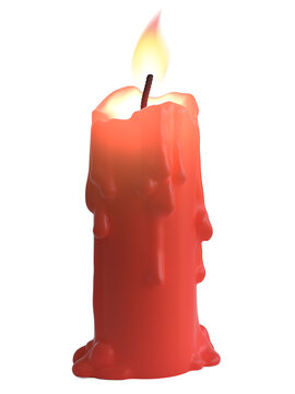 Burning red candle 3d rendering
