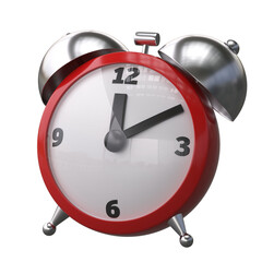 Retro style alarm clock isolated on white background 3d rendering