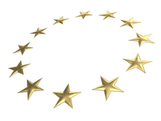 Twelve golden stars 3d rendering
