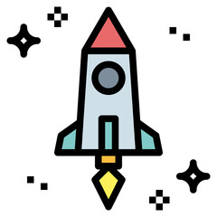 rocket filled outline icon style