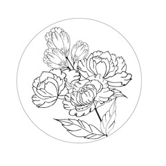 Delicate floral composition, background of lush, luxurious flowers, buds, leaves. For frame, card, poster, poster, divider, border. Hand drawn. With space for text