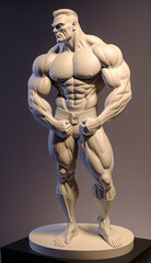 Fototapeta na wymiar Ceramic statue of a bodybuilder. Muscular man on isolated background. Created with Generative AI
