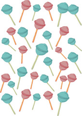 Patron vectorizado de chupetines, chupetines rojos y azules 