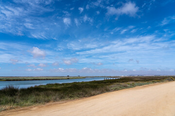 Paternoster Lagoon on a sunny day with clouds in the sky on the West Coast of South Africa 
