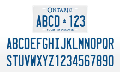 Canadian License Plate, Ontario License Plate Mockup Template with Letters and Numbers