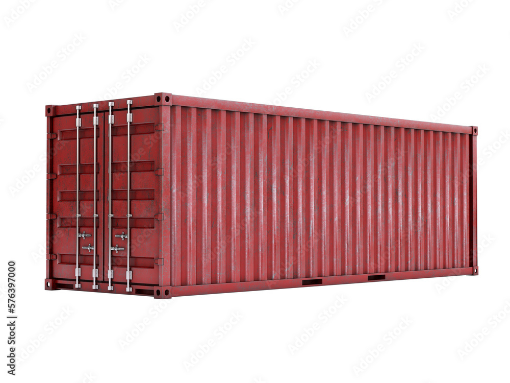 Poster old weathered shipping container isolated on white background 3d rendering