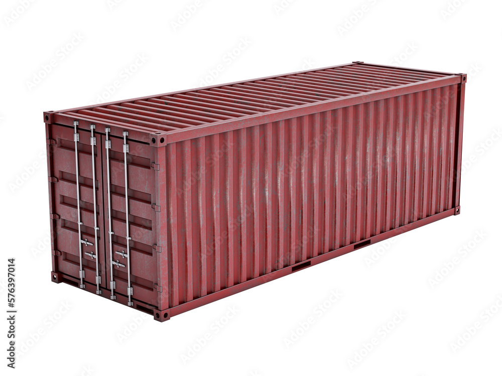 Aufkleber old weathered shipping container isolated on white background 3d rendering