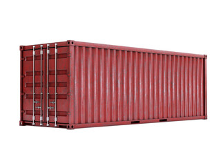 Old weathered Shipping container isolated on white background 3d rendering