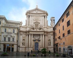 Fototapeta na wymiar The baroque church of San Marcello al Corso in Rome, Italy 