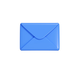 Closed letter 3d render - blue paper envelope for sending newsletter or subscription concept.
