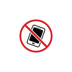 No Phone Logo Template. Cellphone Use Prohibition Icon. Vector Silent Mode.