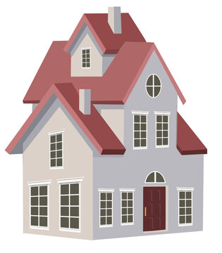 A residential home, a house, is seen isolated in a vector image to be used as a graphic resource.

