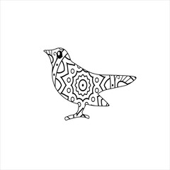 Vector bird mandala coloring page 