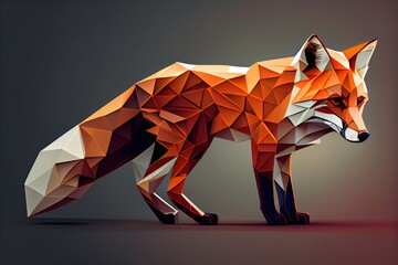 Obraz premium Fox in front-facing, colorful, abstract geometric design.