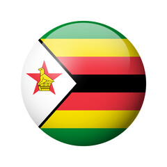 Zimbabwe flag - glossy circle badge. Vector icon.