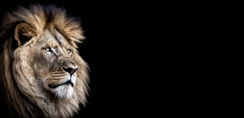 Lion of Judah: Unleashing the Power and Grace of the Mighty Male Lion - A Striking Portrait on Black Background.