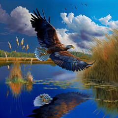 Plakat eagle in the water generative AI