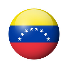Venezuela flag - glossy circle badge. Vector icon.