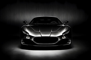 Obraz na płótnie Canvas Generic and unbranded sport car on a dark background, generative ai illustration