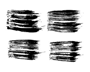 Set of black hand drawn brush strokes