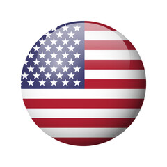 United States of America flag - glossy circle badge. Vector icon.
