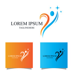 Abstract people logo design. Gym, fitness, running trainer vector colorful logo. Active Fitness, sport, dance web icon and symbol