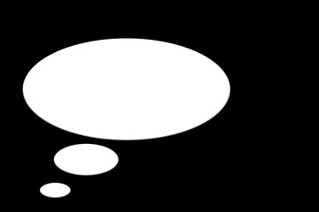 Weiße Sprechblase vor schwarzen Hintergrund, 2D-Illustration