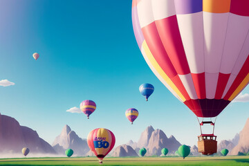 Air Balloon in the sky. Generative ai.