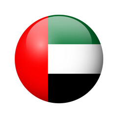 United Arab Emirates flag - glossy circle badge. Vector icon.