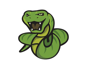 Scary Snake with Green Color Illustration