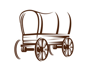 Wagon Illustration with Silhouette Style