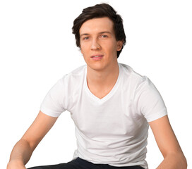 Portrait of Smiling Young Man Isolated on Transparent Background