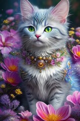 Fantastic cat in a fairytale style