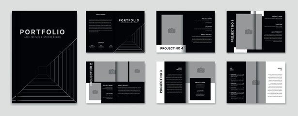 Architecture portfolio design template, architectural portfolio layout design, a4 size print ready brochure for architectural design, template eps 10 - obrazy, fototapety, plakaty