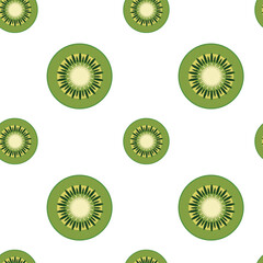 Fototapeta premium Geometrical vector seamless pattern. Fruit pattern with kiwi. Green seamless pattern