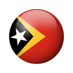East Timor flag - glossy circle badge. Vector icon.