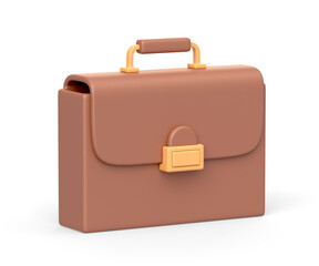 Realistic 3d icon of brown leather businessman briefcase - 576405843