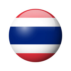 Thailand flag - glossy circle badge. Vector icon.
