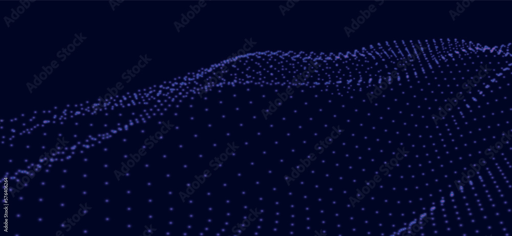Poster abstract digital particle wave. futuristic dotted wave. technology background vector. vector illustr