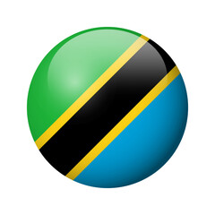 Tanzania flag - glossy circle badge. Vector icon.