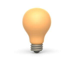 Realistic 3d icon of yellow light bulb