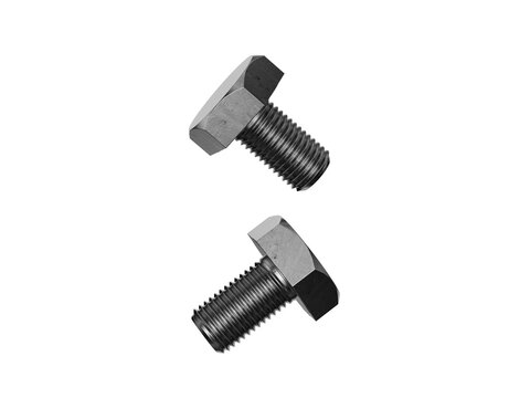 3d rendered two stainless steel hex bolts