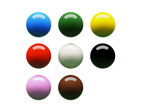 3d rendered snooker balls all color