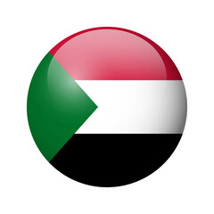 Fototapeta premium Sudan flag - glossy circle badge. Vector icon.