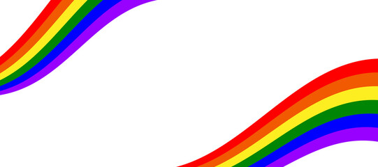 Waving abstract LGBT pride flag frame icon vector. LGBT flag design element isolated on a white background. LGBT rainbow pride flag shape vector. LGBTQIA symbol border - obrazy, fototapety, plakaty