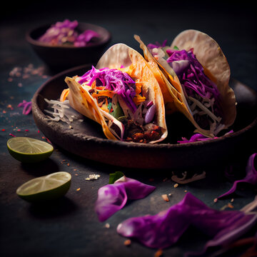 tacos with fish and cabbage, generative ai