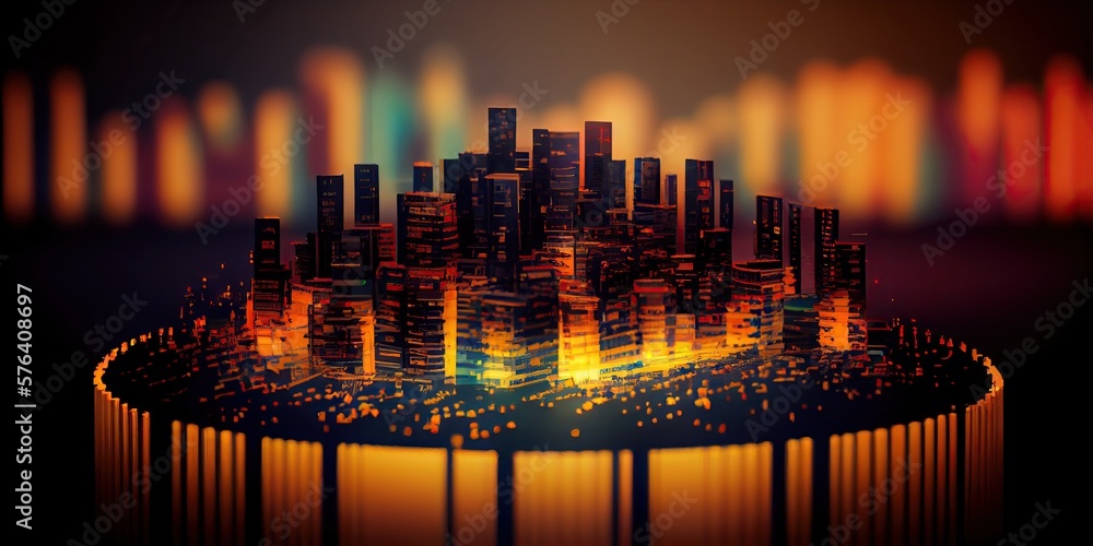Sticker technology and big data abstract background with blurry effect, generative ai