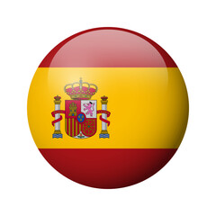 Spain flag - glossy circle badge. Vector icon.